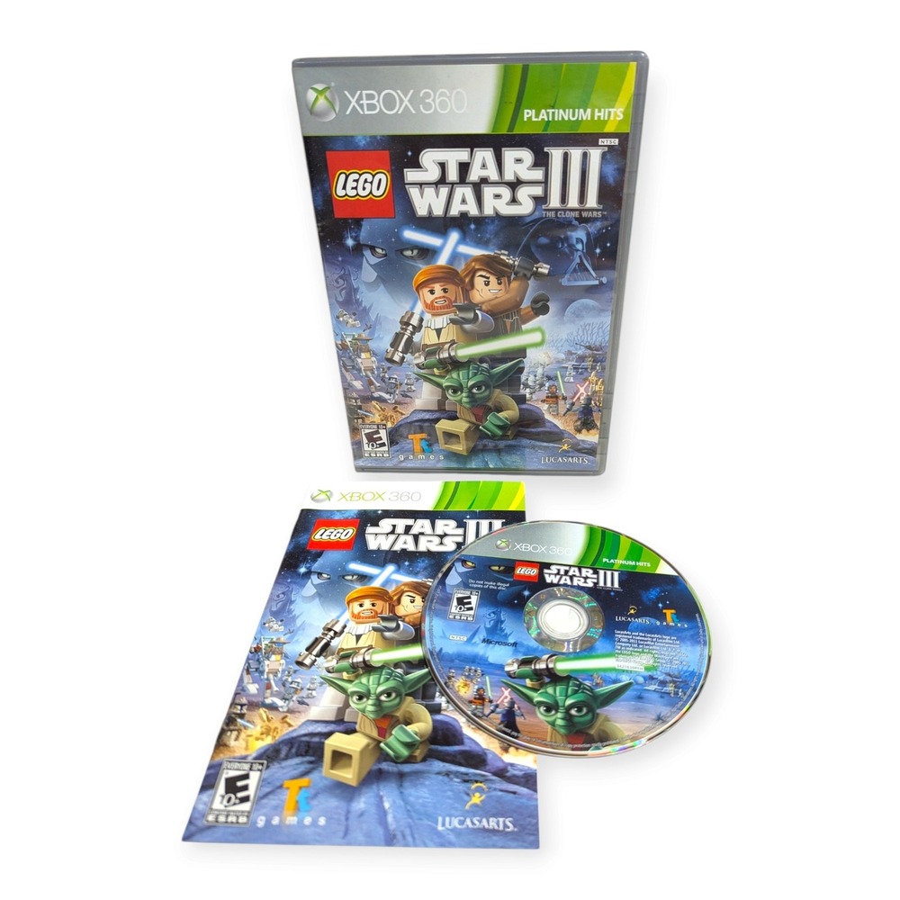LEGO Star Wars III The Clone Wars Xbox 360 Platinum Hits Complete CIB